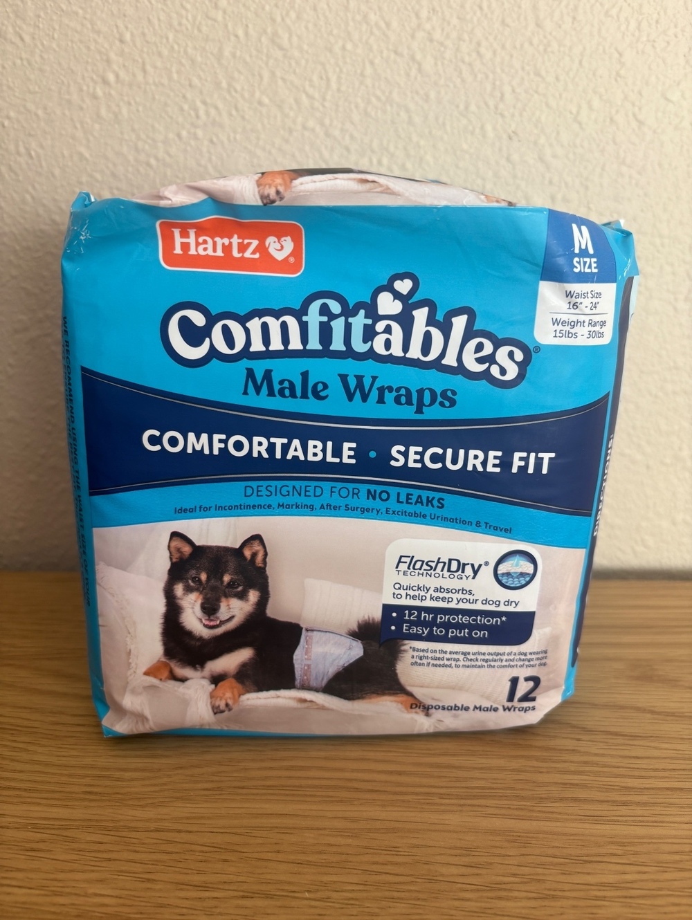 Hartz Comfitables Male Wraps Size M 12 Count Disposable Dog Diapers New